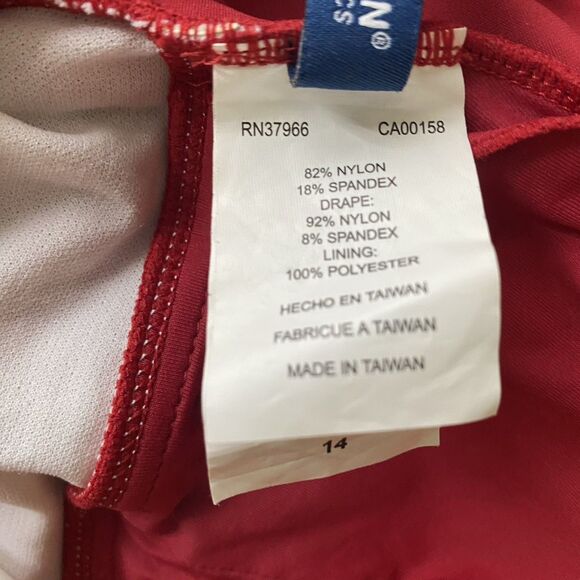 Jantzen Classics Swimsuit Ruched One Piece Adjustable Straps Slimming Sz 14 Red - Picture 9 of 10